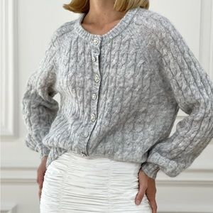Brand New VITA GRACE - Gina Mohair Cable Cardigan - Grey Mark